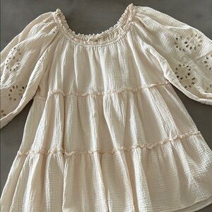 Like new Cream Peasant Blouse with Eyelet Sleeves by by together in size M